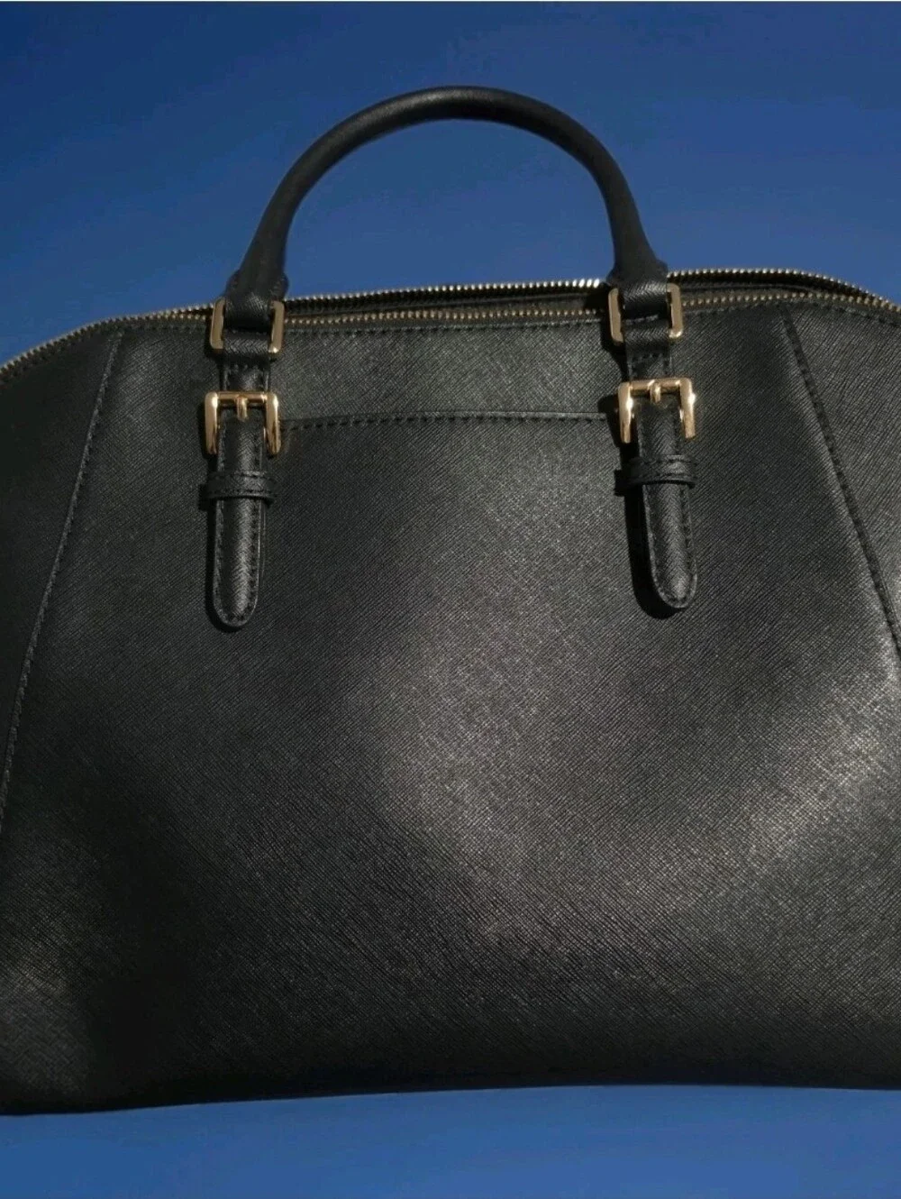 Michael Kors Ciara Large Satchel black Saffiano leather with gold-tone hardware